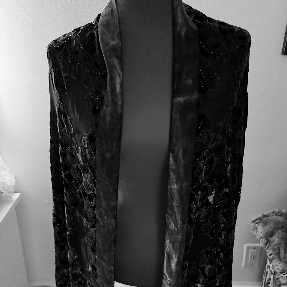 Shanak Viscose Silk Velvet Scarf With Beads And Tassels